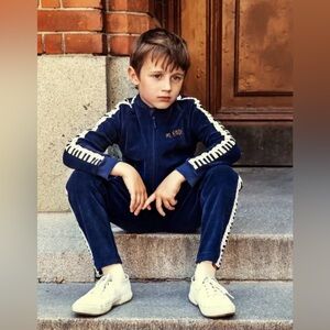 Mini Rodini 2pc 💯Organic Cotton Piano Terry Jacket+Joggers Navy blue